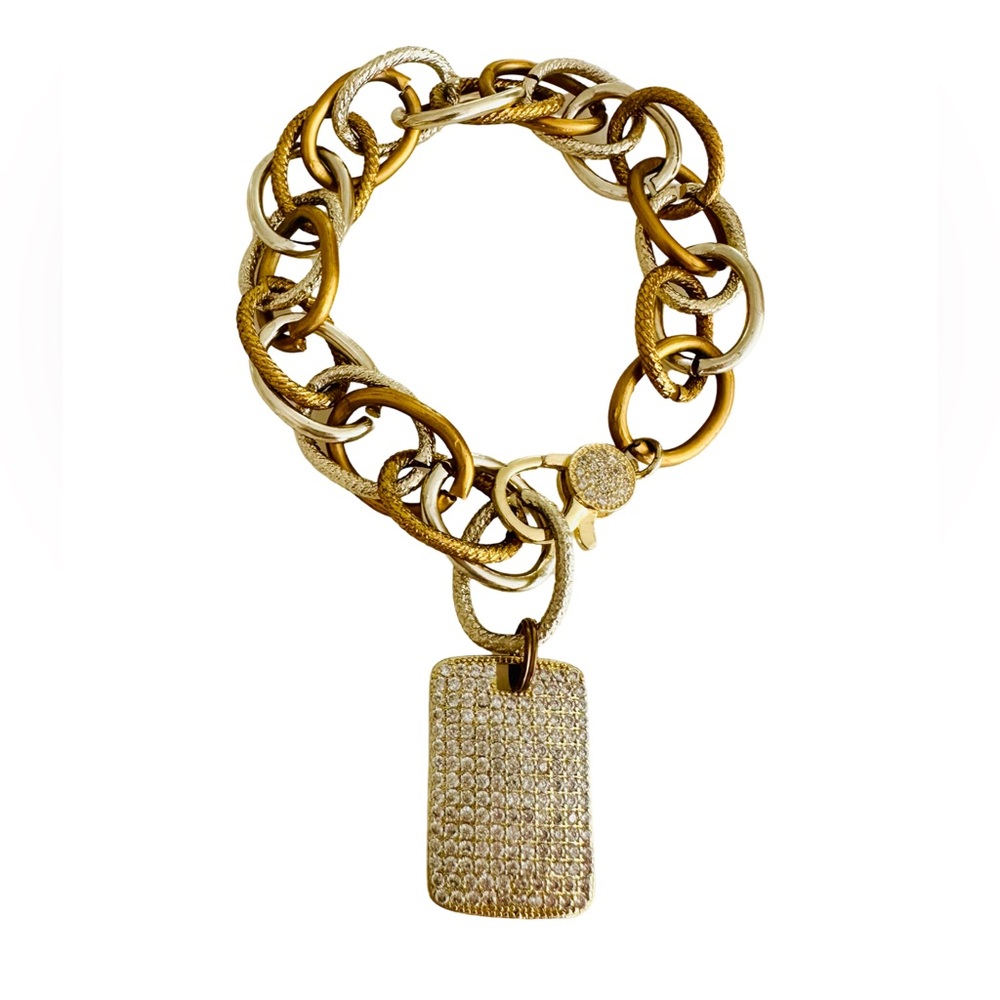 Double Chain Link Pve Dog Tag Bracelet
